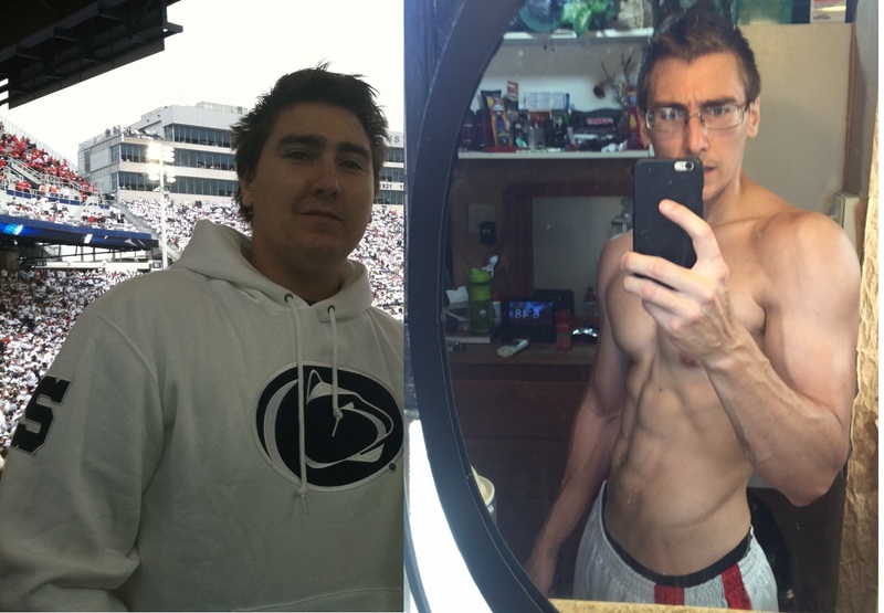 110 lbs Fat Loss Before and After 5 foot 10 Male 260 lbs to 150 lbs