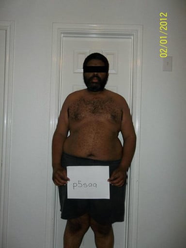 A before and after photo of a 6'1" male showing a weight cut from 305 pounds to 299 pounds. A respectable loss of 6 pounds.