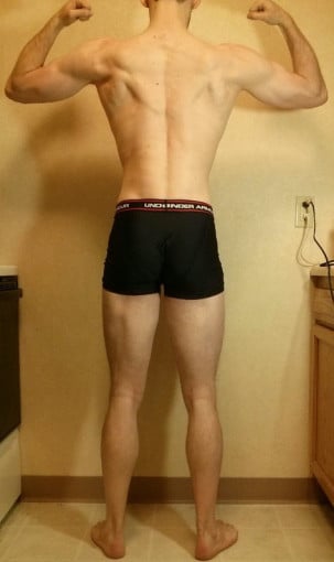 A picture of a 6'1" male showing a fat loss from 176 pounds to 167 pounds. A total loss of 9 pounds.