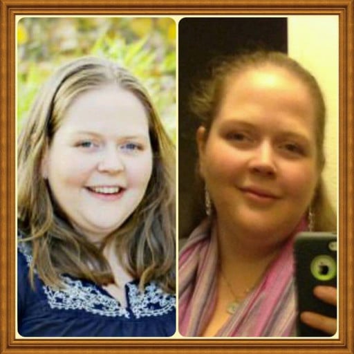 A before and after photo of a 6'0" female showing a weight cut from 340 pounds to 301 pounds. A total loss of 39 pounds.