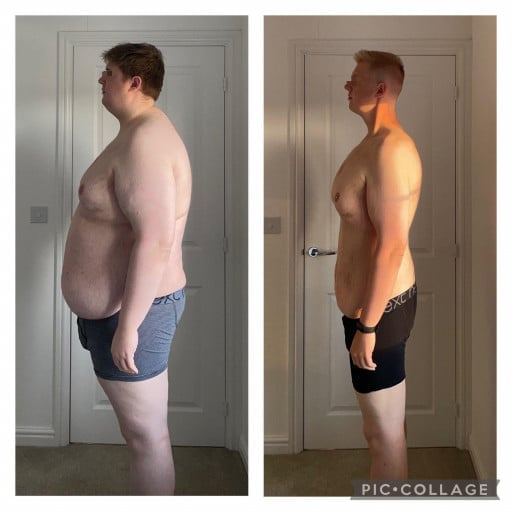 6 foot 3 Male Before and After 144 lbs Fat Loss 360 lbs to 216 lbs