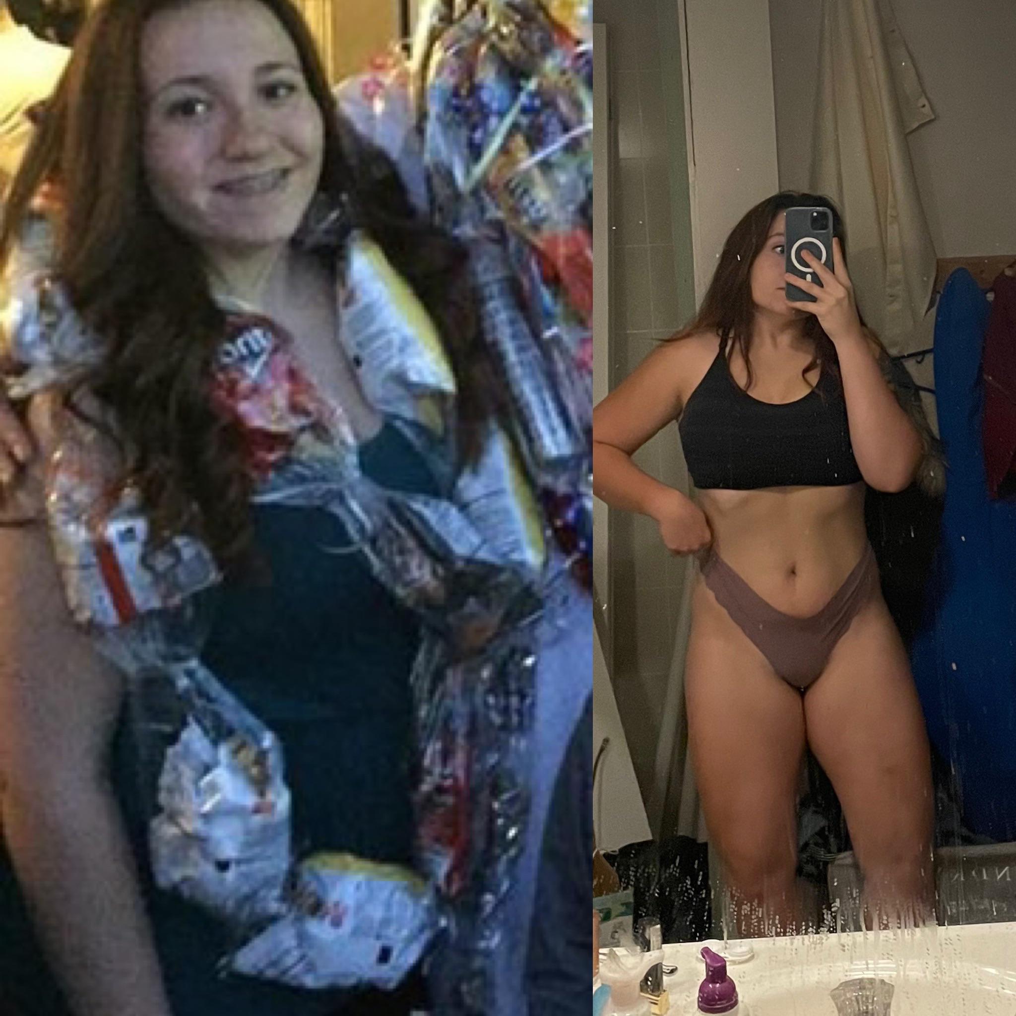 Before and After 50 lbs Fat Loss 5 foot 2 Female 196 lbs to 146 lbs
