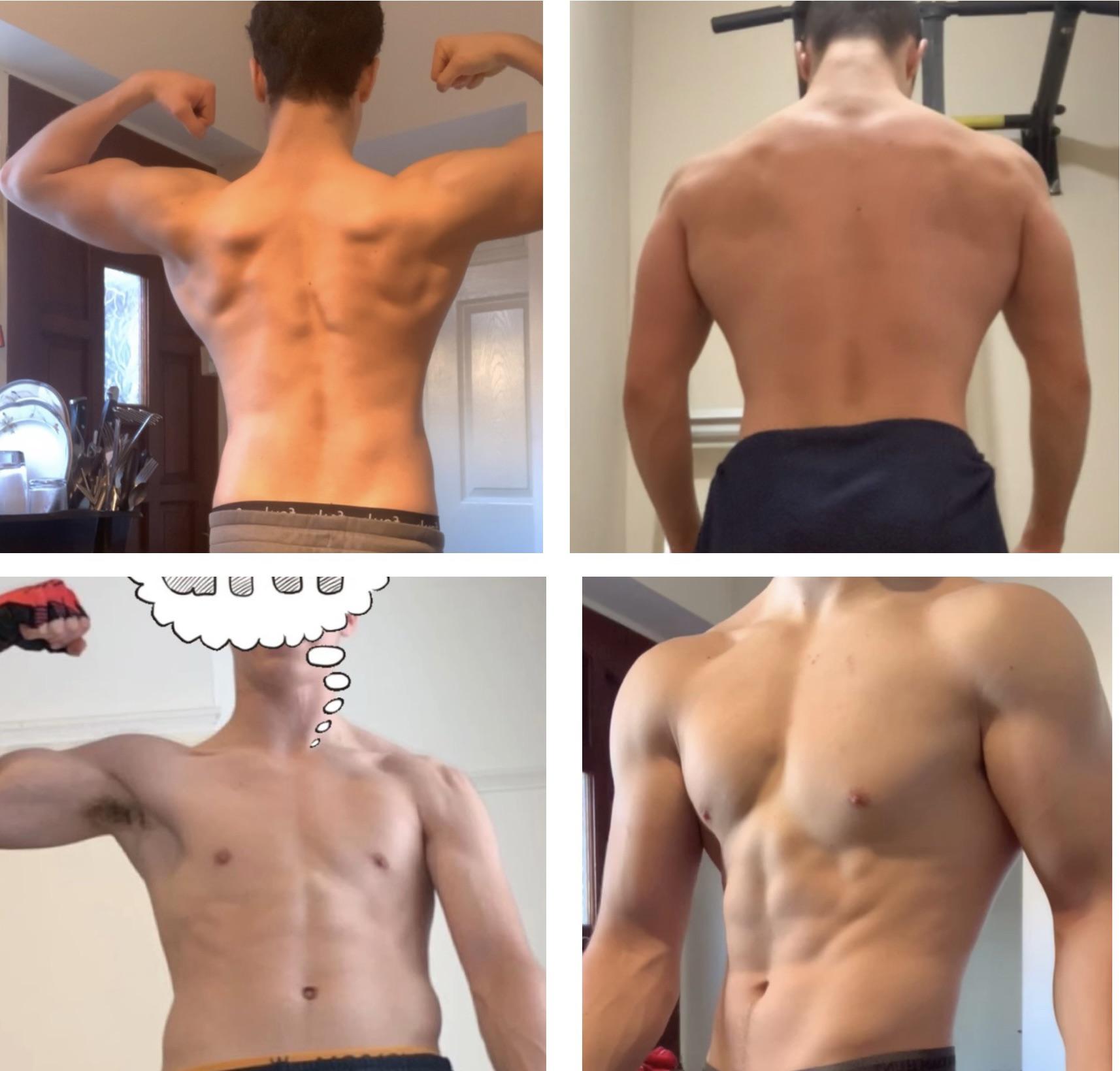 Before and After 31 lbs Weight Gain 5 foot 10 Male 145 lbs to 176 lbs