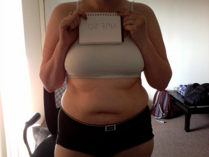 A picture of a 5'3" female showing a snapshot of 165 pounds at a height of 5'3
