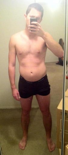 A progress pic of a 6'0" man showing a snapshot of 176 pounds at a height of 6'0