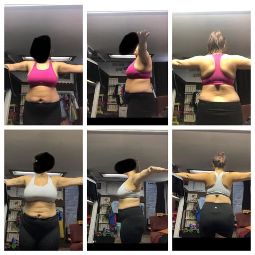 Progress Pics of 18 lbs Fat Loss 5'5 Female 220 lbs to 202 lbs