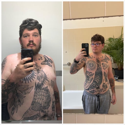 6 foot Male 73 lbs Weight Loss Before and After 300 lbs to 227 lbs