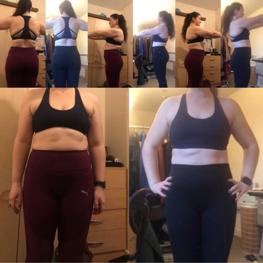 5 feet 4 Female Progress Pics of 17 lbs Fat Loss 185 lbs to 168 lbs