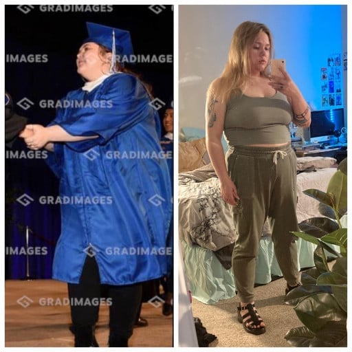 5 foot 2 Female 62 lbs Fat Loss Before and After 250 lbs to 188 lbs