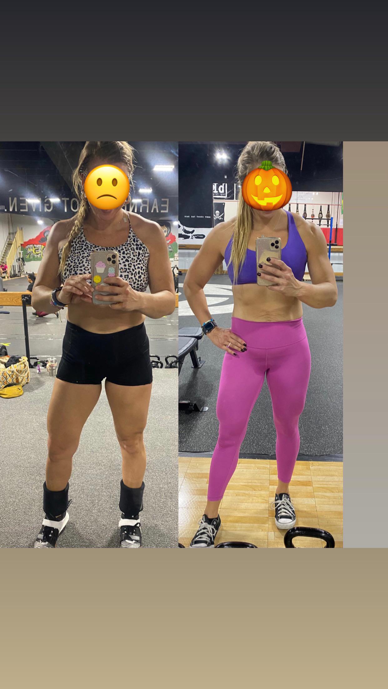 16 lbs Fat Loss Before and After 5 feet 8 Female 180 lbs to 164 lbs