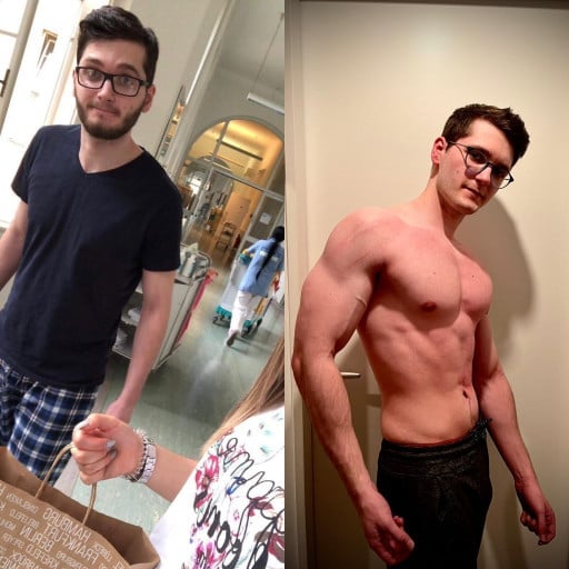 5 feet 11 Male 16 lbs Muscle Gain Before and After 149 lbs to 165 lbs