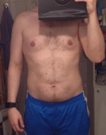 A picture of a 6'0" male showing a fat loss from 181 pounds to 180 pounds. A net loss of 1 pounds.