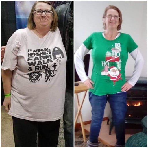 4 feet 11 Female Progress Pics of 58 lbs Fat Loss 175 lbs to 117 lbs