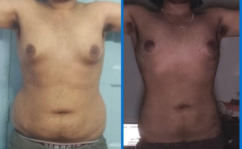 22 lbs Weight Loss Before and After 5 foot 7 Male 207 lbs to 185 lbs