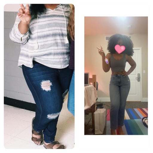 5 feet 6 Female Before and After 85 lbs Fat Loss 240 lbs to 155 lbs