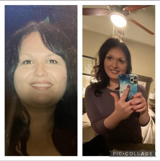 Before and After 100 lbs Fat Loss 5 feet 11 Female 304 lbs to 204 lbs
