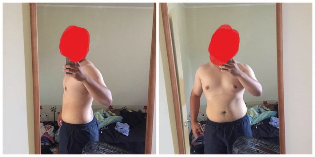 A before and after photo of a 5'10" male showing a weight cut from 248 pounds to 222 pounds. A net loss of 26 pounds.
