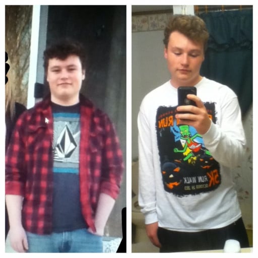 A before and after photo of a 5'10" male showing a weight reduction from 205 pounds to 180 pounds. A respectable loss of 25 pounds.