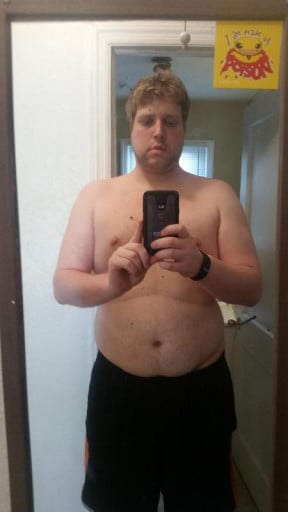 A before and after photo of a 6'3" male showing a fat loss from 290 pounds to 257 pounds. A net loss of 33 pounds.