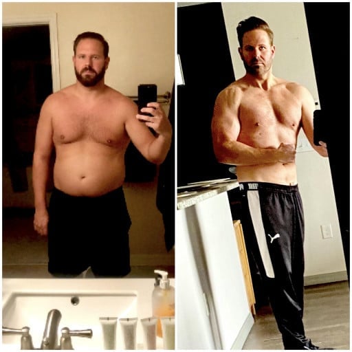 6 foot Male 19 lbs Fat Loss Before and After 208 lbs to 189 lbs
