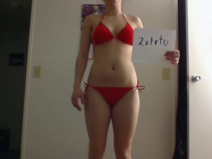 A progress pic of a 5'6" woman showing a snapshot of 151 pounds at a height of 5'6