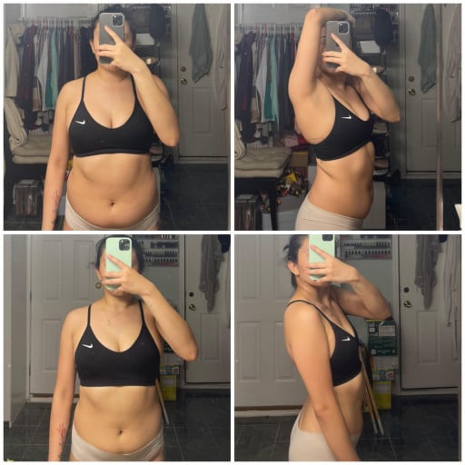 5 feet 4 Female 4 lbs Fat Loss Before and After 129 lbs to 125 lbs