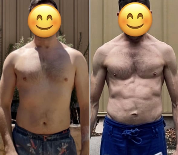 5'9 Male 35 lbs Fat Loss Before and After 170 lbs to 135 lbs