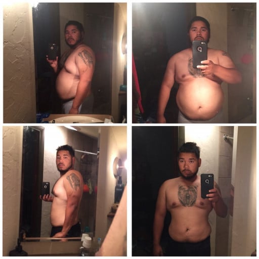 Before and After 50 lbs Fat Loss 5'7 Male 261 lbs to 211 lbs