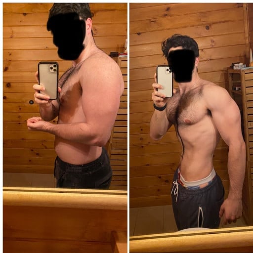 6 feet 1 Male 30 lbs Fat Loss Before and After 225 lbs to 195 lbs