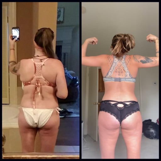 Progress Pics of 21 lbs Fat Loss 5 foot 6 Female 175 lbs to 154 lbs