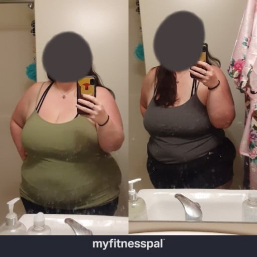 5 feet 2 Female Before and After 32 lbs Fat Loss 286 lbs to 254 lbs