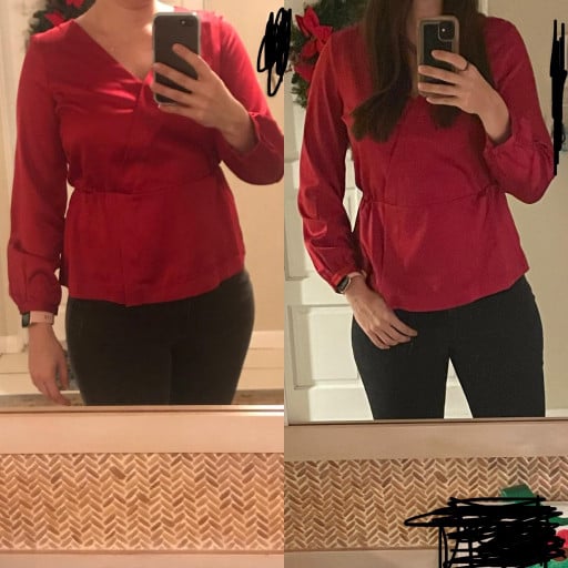 5 feet 9 Female 15 lbs Fat Loss Before and After 185 lbs to 170 lbs