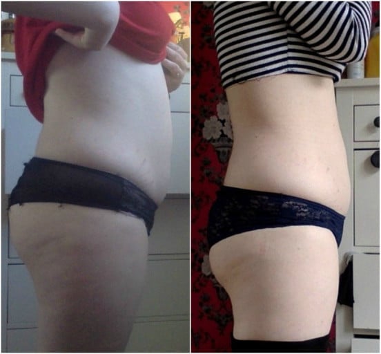 A progress pic of a 5'6" woman showing a weight cut from 169 pounds to 154 pounds. A net loss of 15 pounds.