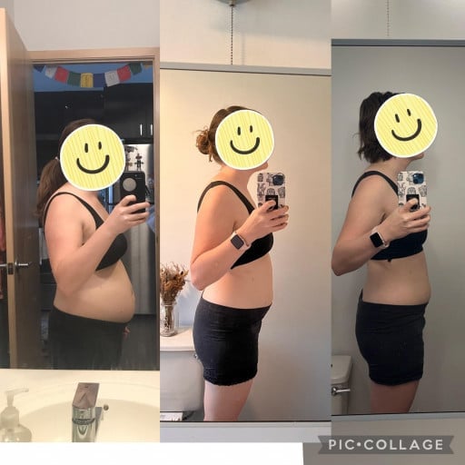 Before and After 25 lbs Fat Loss 5 feet 2 Female 145 lbs to 120 lbs