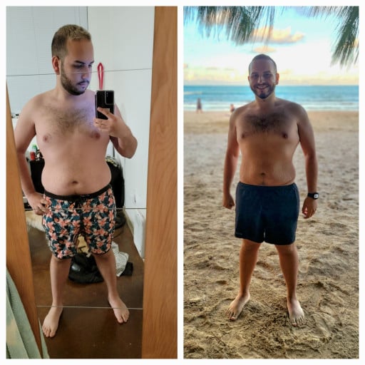 5'5 Male Before and After 13 lbs Fat Loss 206 lbs to 193 lbs