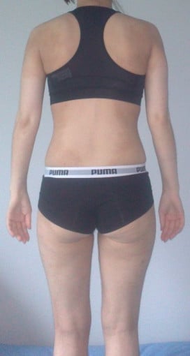 A photo of a 5'3" woman showing a snapshot of 110 pounds at a height of 5'3