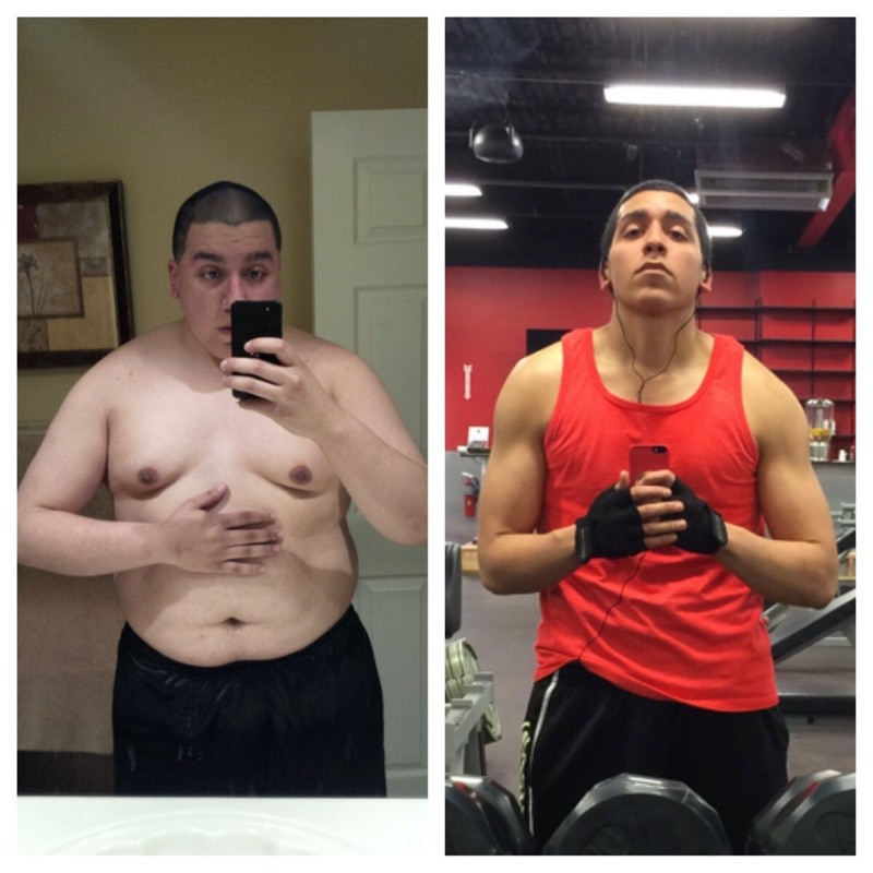 Before and After 100 lbs Fat Loss 5'11 Male 286 lbs to 186 lbs
