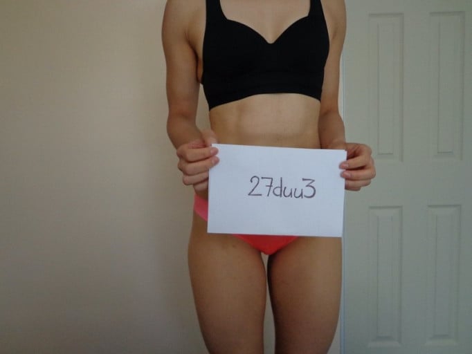 A picture of a 5'6" female showing a snapshot of 127 pounds at a height of 5'6