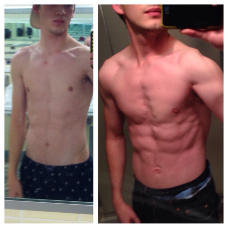 Before and After 10 lbs Muscle Gain 5'11 Male 135 lbs to 145 lbs
