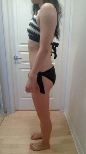 A picture of a 5'5" female showing a snapshot of 127 pounds at a height of 5'5