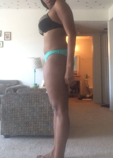 A photo of a 5'10" woman showing a snapshot of 166 pounds at a height of 5'10