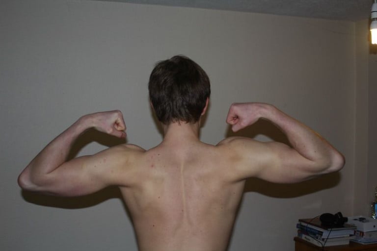 A progress pic of a 6'1" man showing a muscle gain from 139 pounds to 170 pounds. A total gain of 31 pounds.