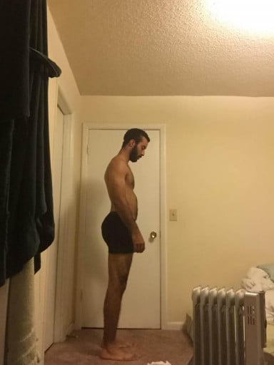 A progress pic of a 6'1" man showing a snapshot of 180 pounds at a height of 6'1