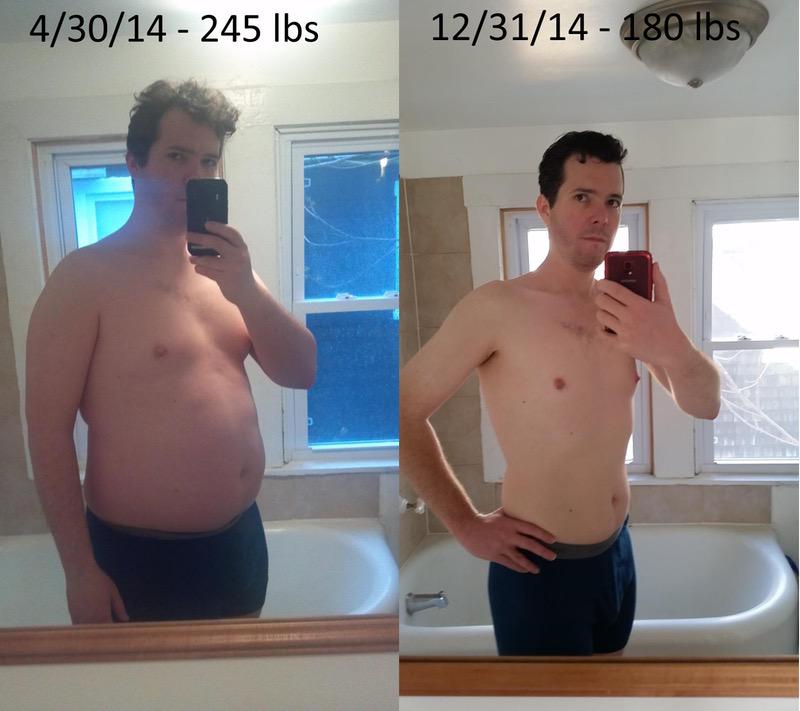 Progress Pics of 65 lbs Weight Loss 6 foot Male 245 lbs to 180 lbs