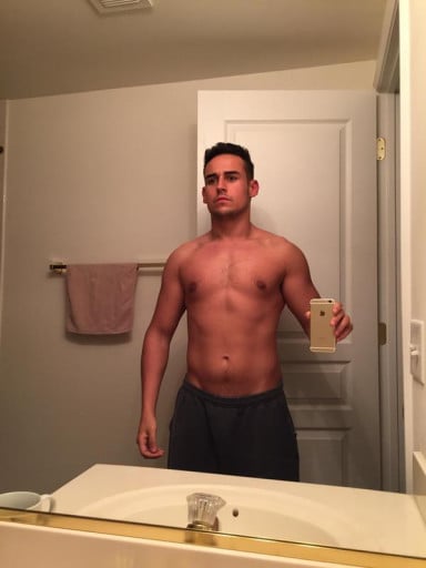 A progress pic of a 5'7" man showing a weight reduction from 170 pounds to 149 pounds. A respectable loss of 21 pounds.