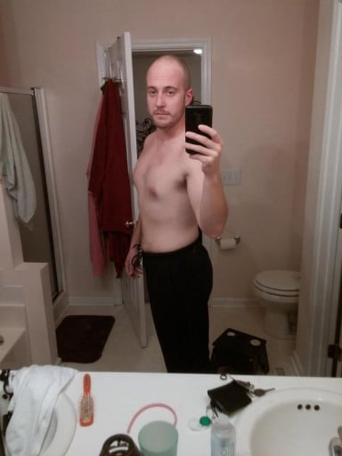 A before and after photo of a 6'2" male showing a weight cut from 281 pounds to 199 pounds. A respectable loss of 82 pounds.