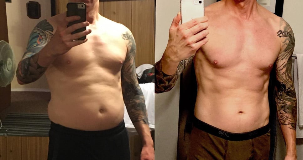 6 foot 1 Male 25 lbs Weight Loss Before and After 185 lbs to 160 lbs