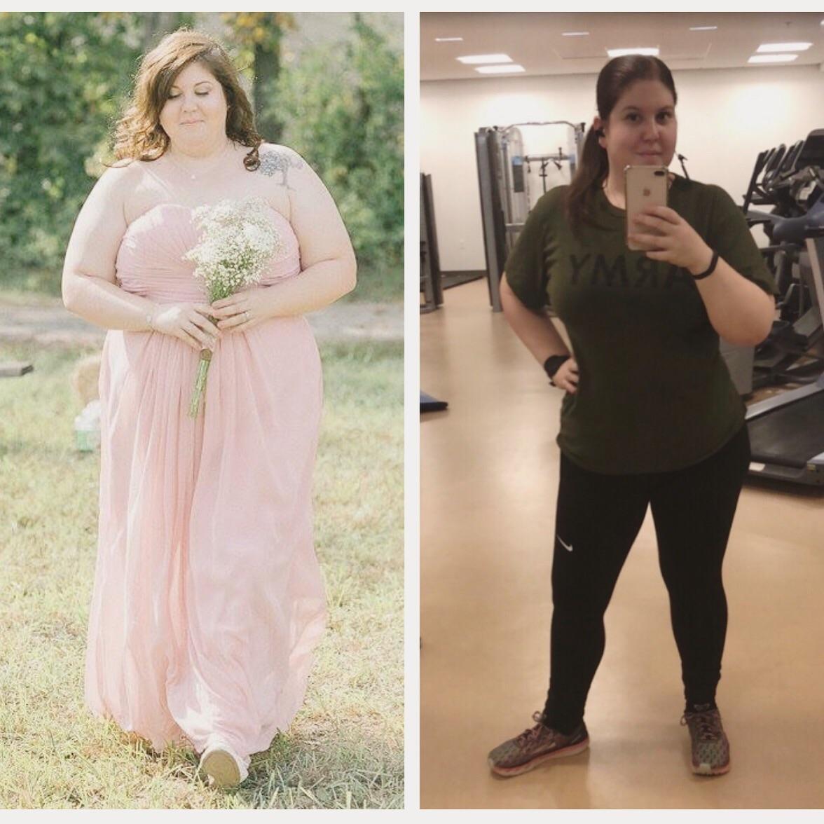 Before and After 60 lbs Weight Loss 5 foot 7 Female 290 lbs to 230 lbs