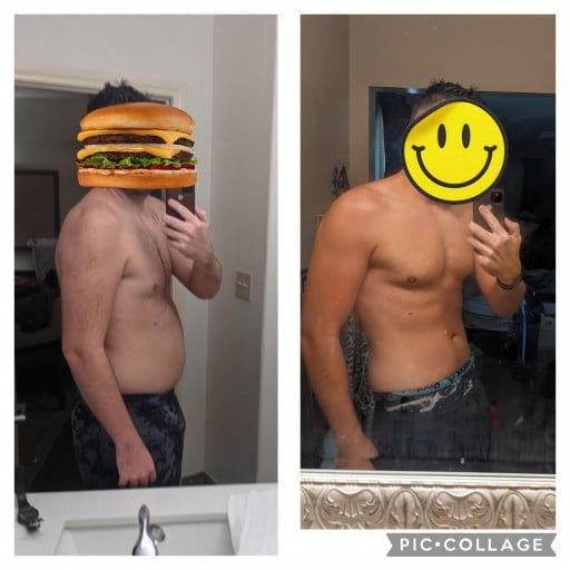 Before and After 40 lbs Weight Loss 6'3 Male 235 lbs to 195 lbs