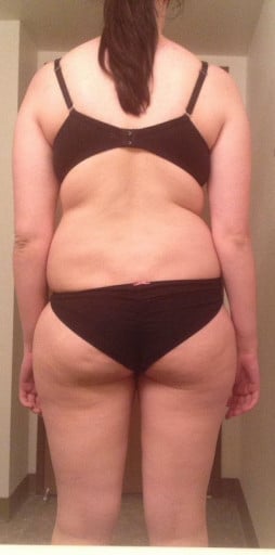 A before and after photo of a 6'0" female showing a snapshot of 205 pounds at a height of 6'0